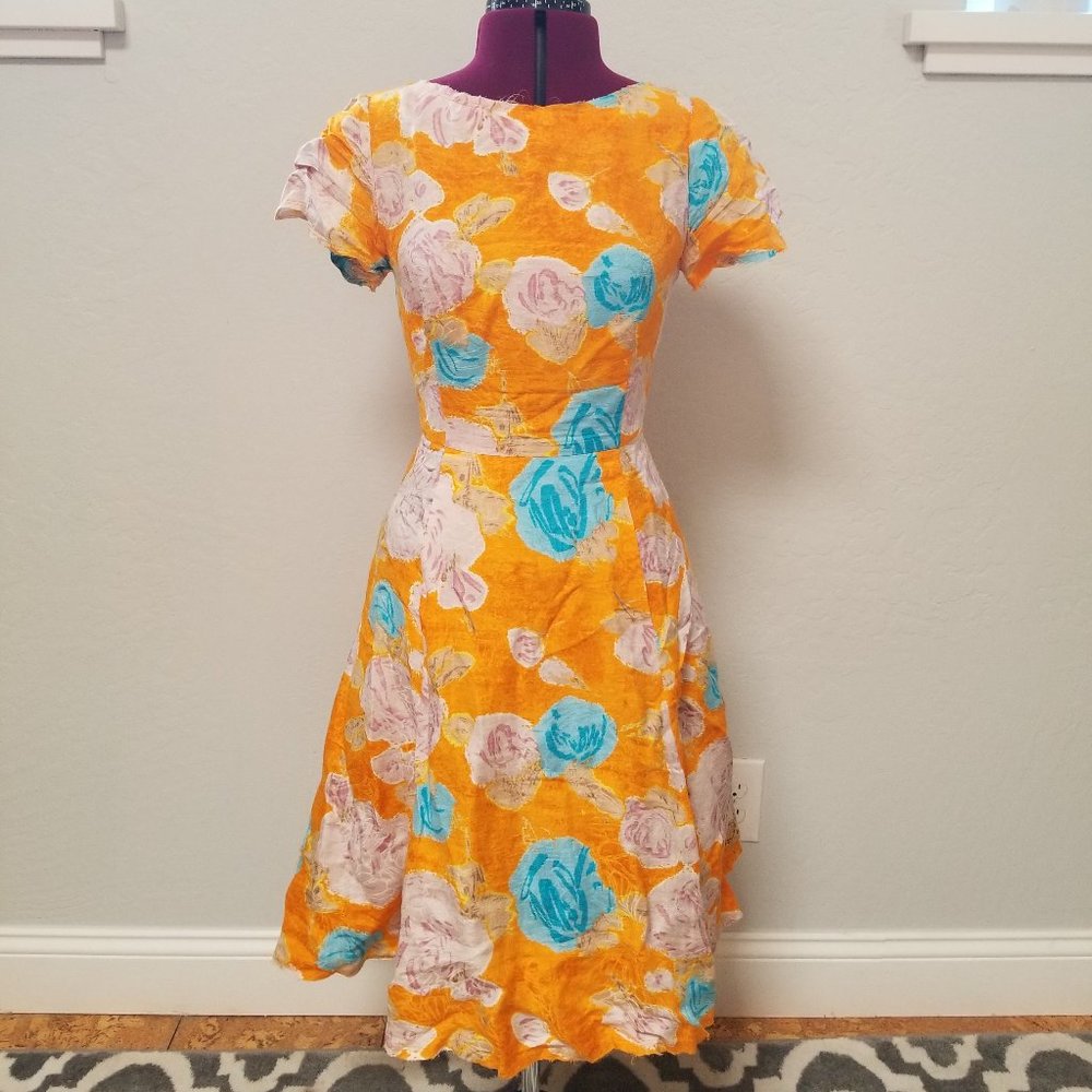 Tracy Reese Dress Orange with Flowers